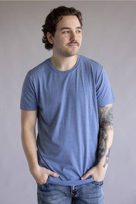 Basic Crewneck T-Shirt for Men in Dusty Blue
