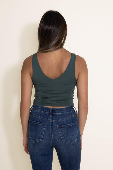 Basic Slim Stretch Tank Top for Women in Green