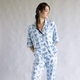 Bow Soft Pajama Set for Women in Blue