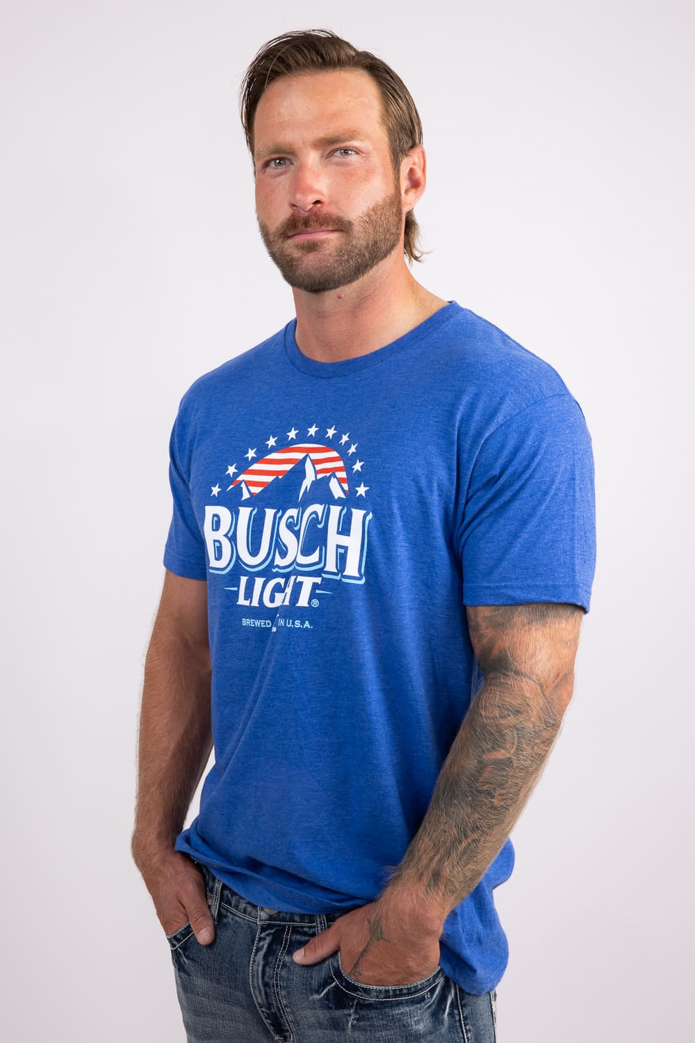 Busch Light USA T-Shirt for Men in Blue