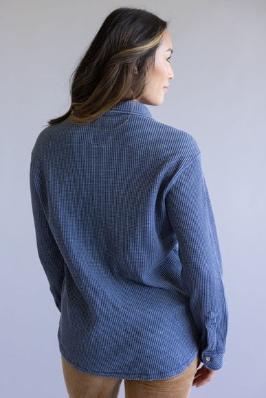C&C California Mineral Wash Thermal Button Front Shirt for Women in Vintage Indigo