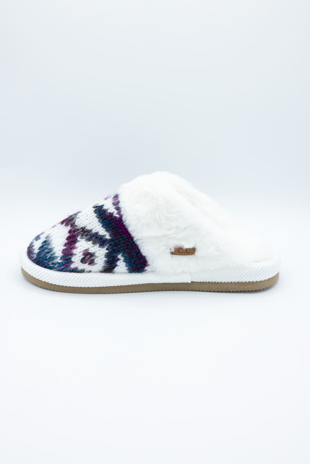 C.C. Ombre Aztec Knitted Slippers for Women in Purple Mix