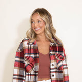 Plaid Oversized Shacket for Women in Red