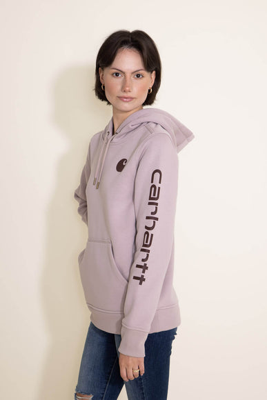 Carhartt Logo Sleeve Midweight Hoodie for Women in Light Purple