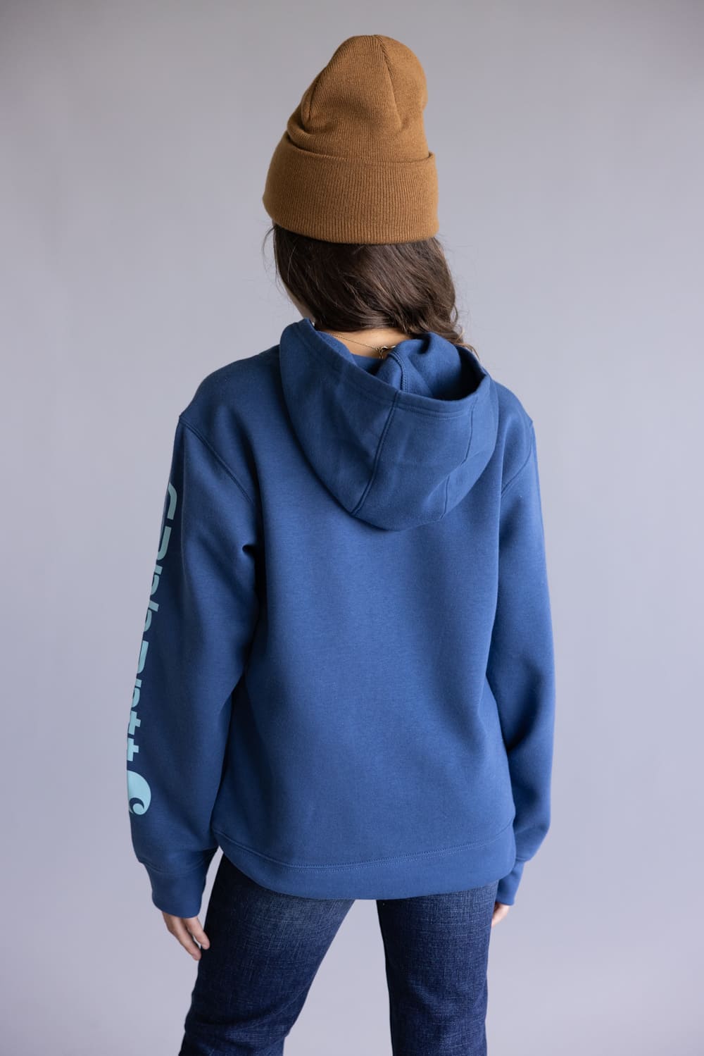 Carhartt Youth Classic Pullover Hoodie for Girls in Dark Denim Blue