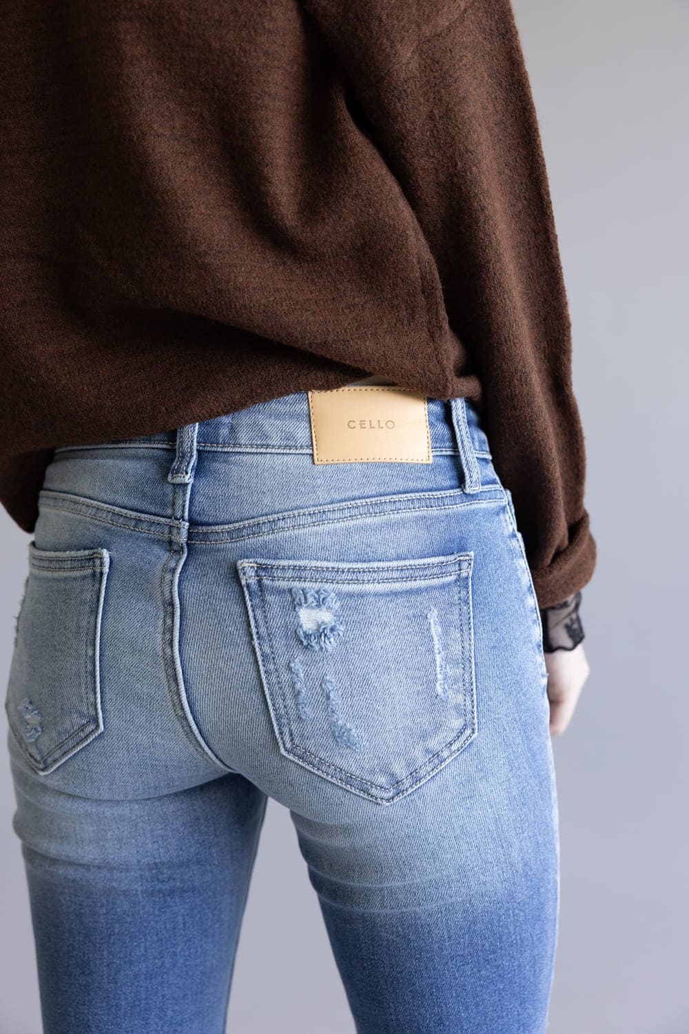 Cello Distressed Fray Ankle Cropped Skinny Jeans for Women