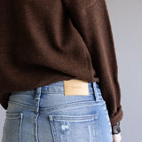 Cello Distressed Fray Ankle Cropped Skinny Jeans for Women