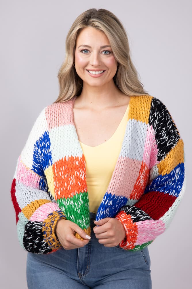 Checkered Cardigan for Women in Multi