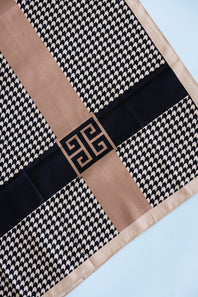 Chevron Silk Scarf for Women in Brown