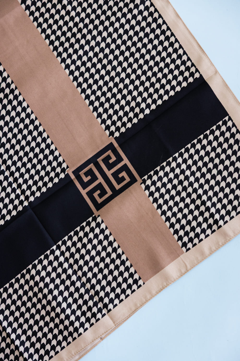 Chevron Silk Scarf for Women in Brown