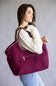 Corduroy Hobo Bag for Women in Cherry