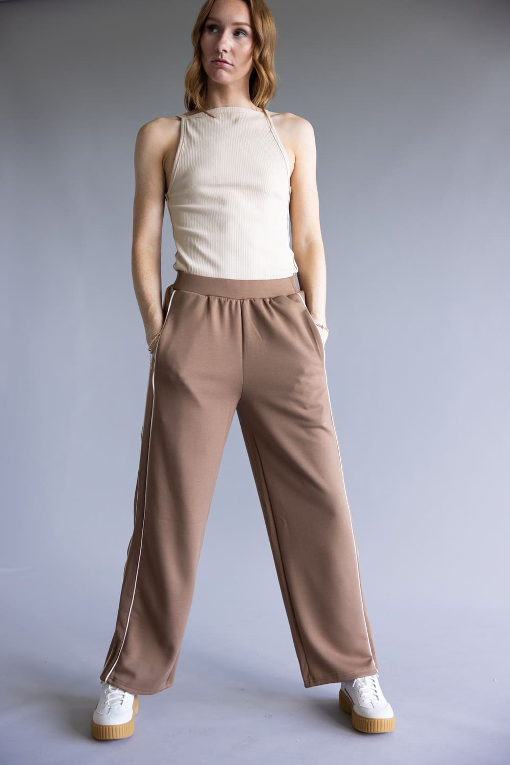 Cozy Track Pants for Women in Mocha