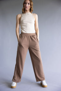 Cozy Track Pants for Women in Mocha