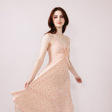 Floral Print Ruched Midi Dress for Women in Rose