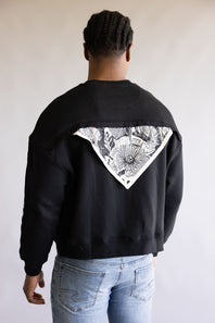 Denim & Flower Bandana Back Crewneck for Men in Black