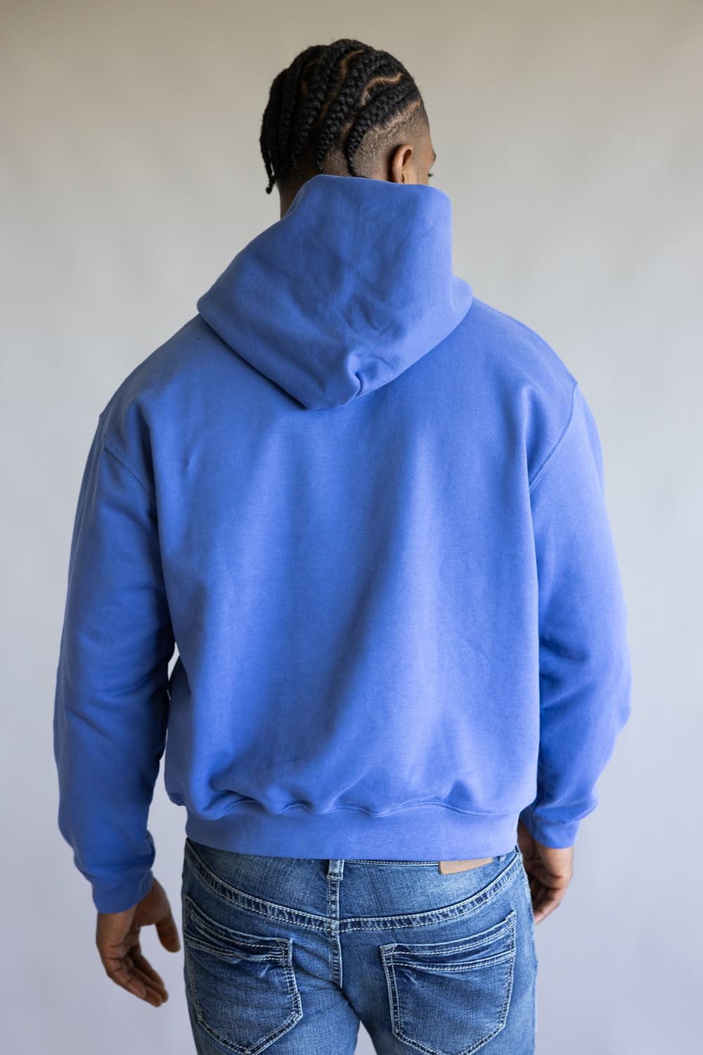 Denim & Flower Hoodie for Men in Iris Blue