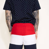 Denim & Flower USA Color Block Shorts for Men in Red/White/Blue