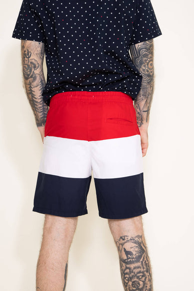 Denim & Flower USA Color Block Shorts for Men in Red/White/Blue