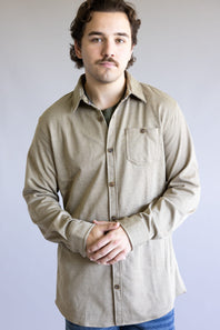 Diagonal Shirt Jacket for Men in Golden Brown