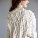 Elan Cable Knit Sweater for Women in Off White