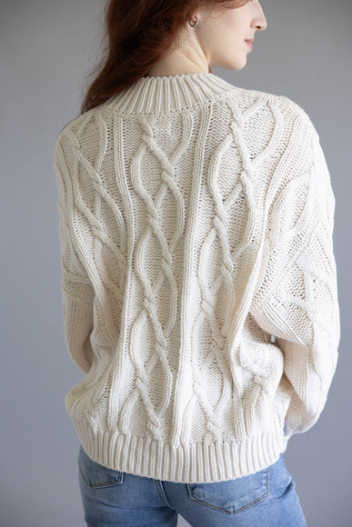 Elan Cable Knit Sweater for Women in Off White