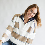 Elan Half Zip Sweater for Women in Ivory