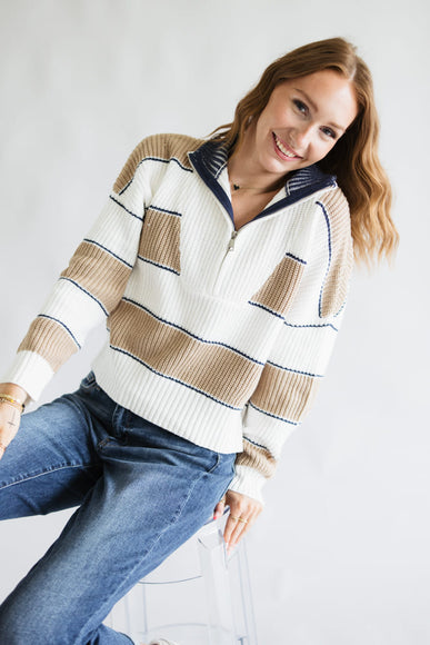 Elan Half Zip Sweater for Women in Ivory
