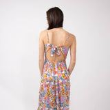 Open Back Floral Maxi Dress for Women in Ivory