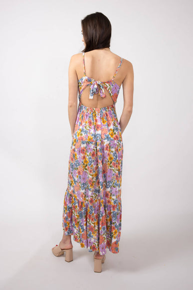 Open Back Floral Maxi Dress for Women in Ivory