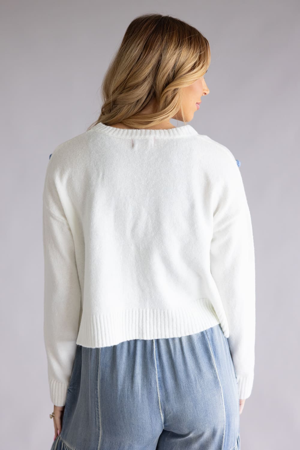 Simply Southern Floral Tie Front Cardigan for Women in Cream
