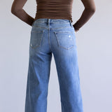 Flying Monkey High-Rise Cuffed Hem Wide Leg Jeans for Women