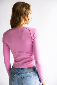 Free People We The Free Protagonist Long Sleeve Top for Women in Double Bubble Pink