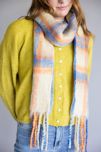 Free People Highland Plaid Skinny Scarf for Women in Ivory Combo