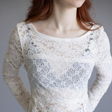 Free People Lace Bell Sleeve Sheer Cotton Blend Top for Women in Clean Ivory