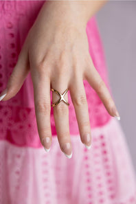 Geometric Scarf Ring for Women in Gold