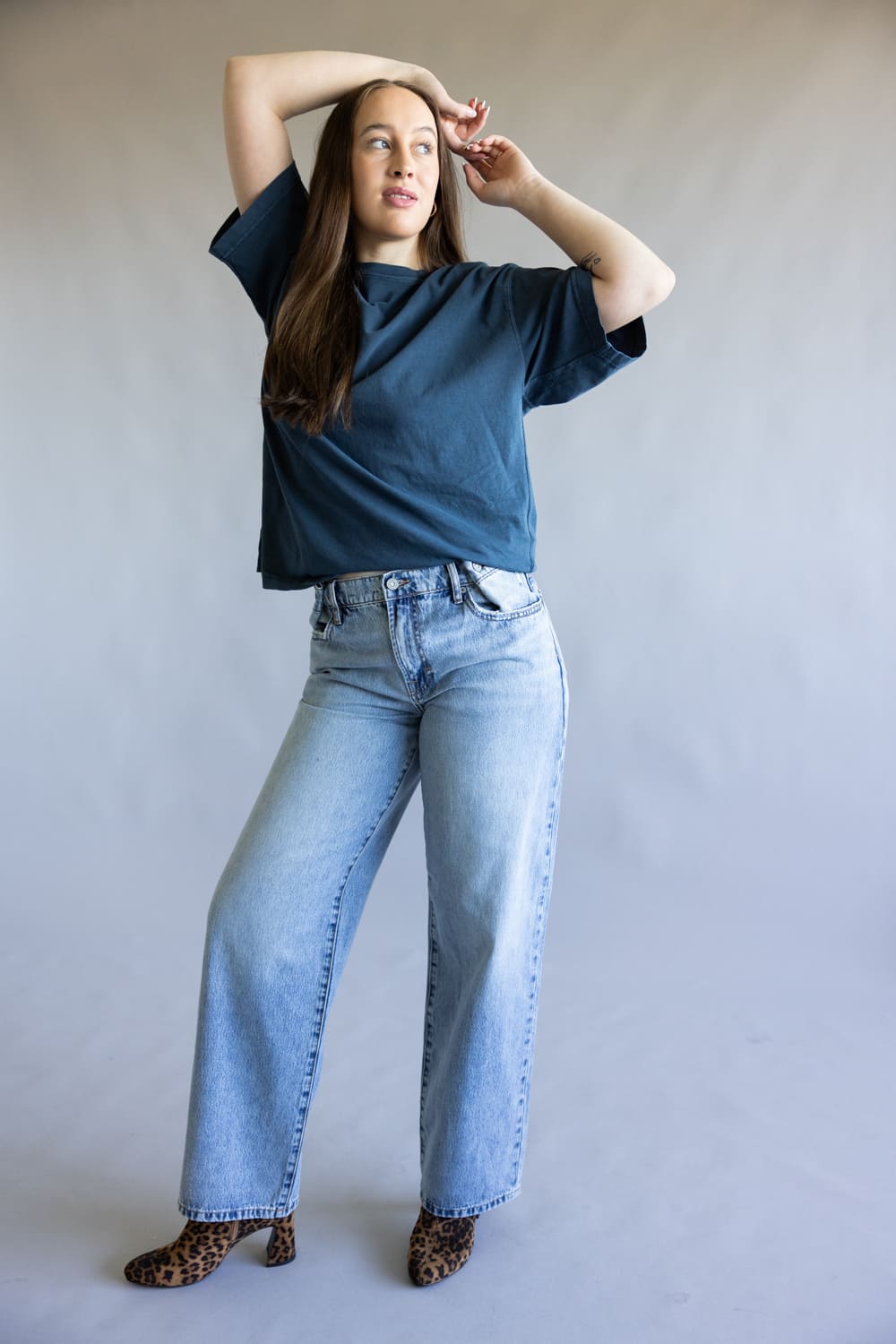 Hidden Mid-Rise Adjustable Baggy Jeans for Women 