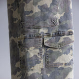 Hidden Nori Camo High Rise Wide Leg Cargo Jeans for Women in Green