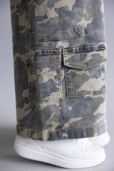 Hidden Nori Camo High Rise Wide Leg Cargo Jeans for Women in Green