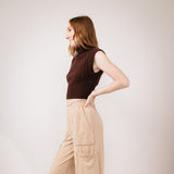 Knit Cargo Lounge Pants for Women in Taupe