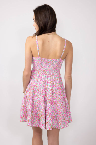 Tiered Babydoll Floral Mini Dress for Women in Light Pink