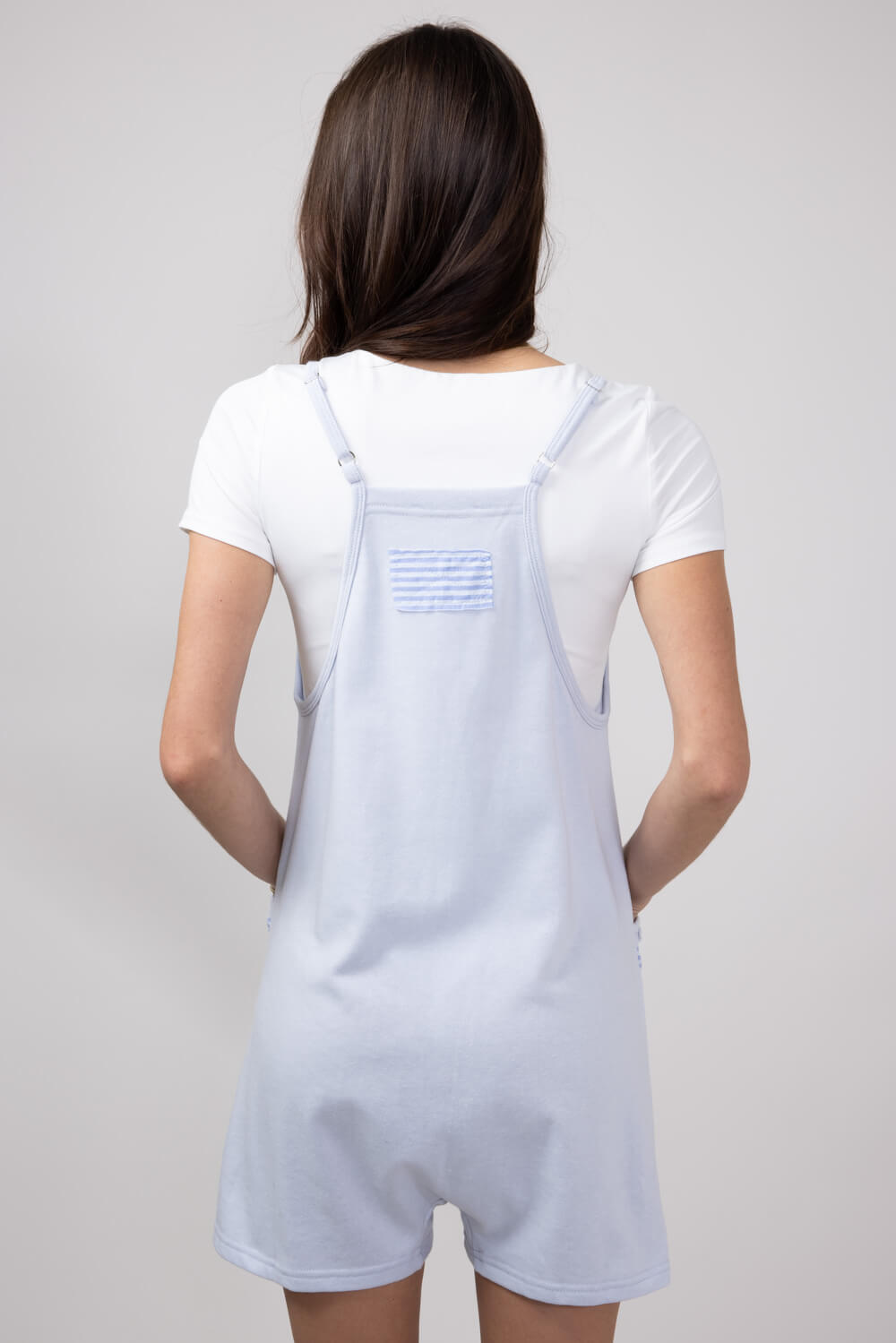 Illa Illa Striped Patch Romper for Women in Light Blue