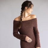 Illa Illa Off The Shoulder Knit Sweater Dress for Women in Brown