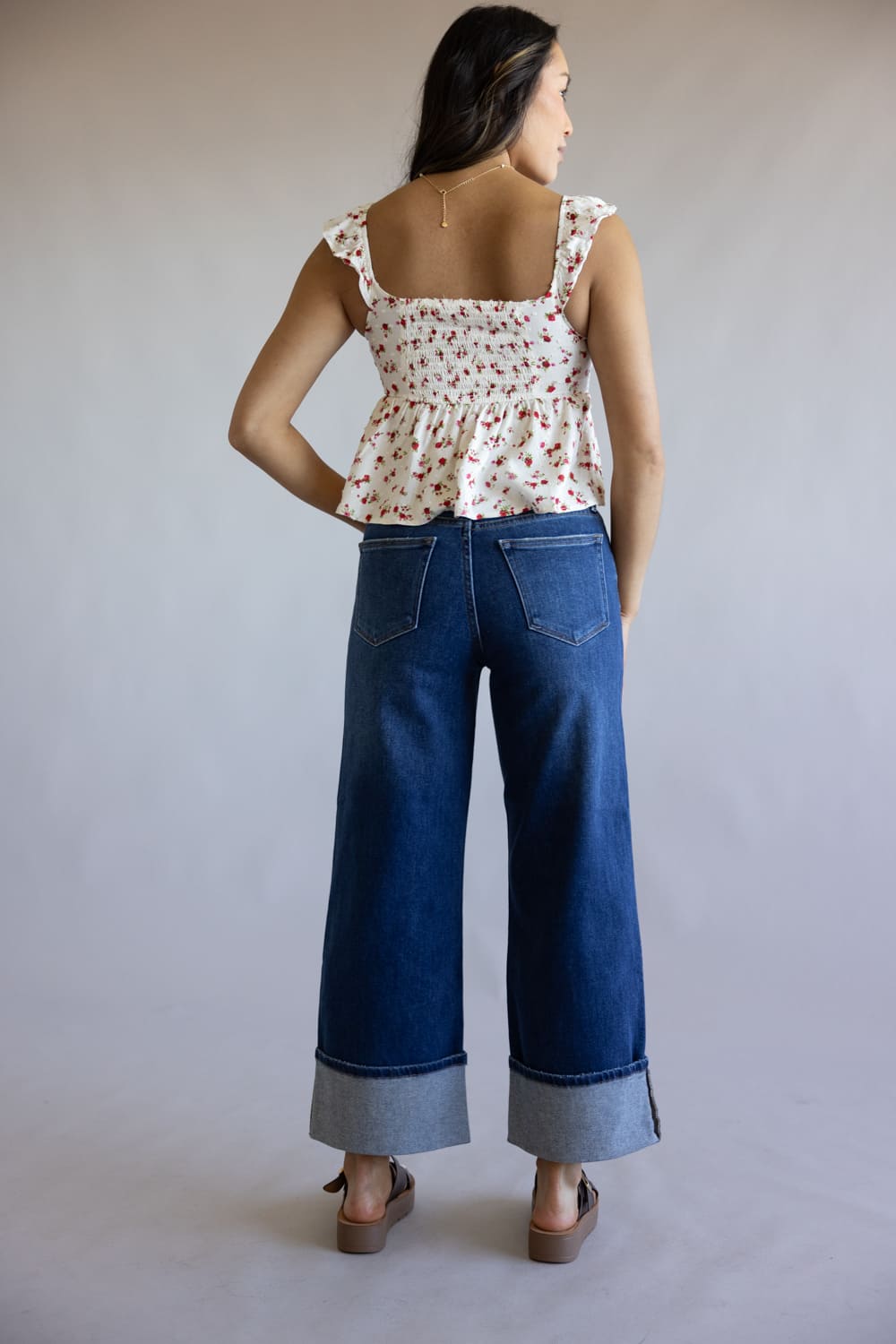 JBD Liv High Rise Cuffed Slim Wide Leg Petite Jeans for Women