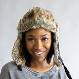 Faux Fur Trapper Hat for Women in Black 
