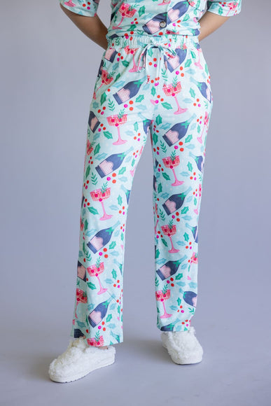 Mistletoe Champagne Soft Pajama Set for Women in Mint