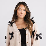 Katydid Bow Cardigan for Women in Tan