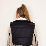 Love Tree Cropped Reversible Puffer Vest for Women in Black/White