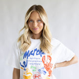 Le Marche Picnic Graphic T-Shirt for Women in Cream