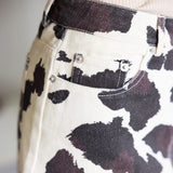 LeLis Cow Print Mini Skirt for Women in Cream/Brown