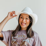 C.C. Sequin Cowgirl Hat for Women in White